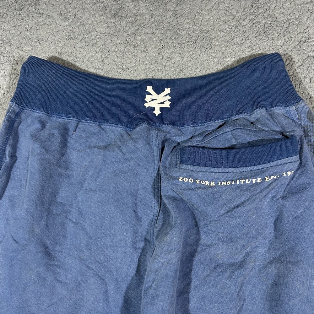 Y2k Zoo York Men's Medium Drawstring Blue Cotton Fleece Shorts #3373 - Picture 4 of 8